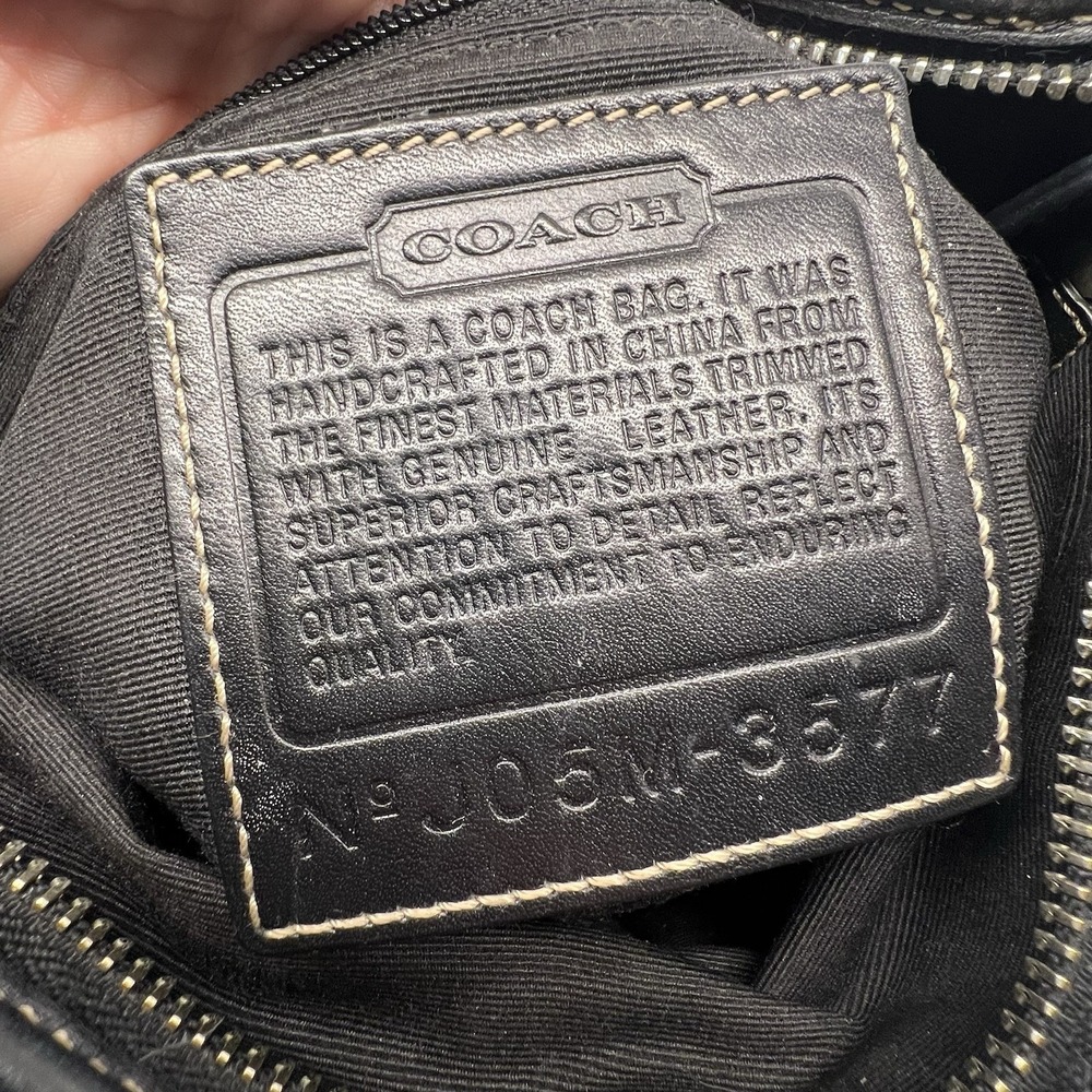 Coach Signature Jacquard Black Fabric‎ With Leather Shoulder Bag Hobo J05M-3577 - Picture 11 of 13